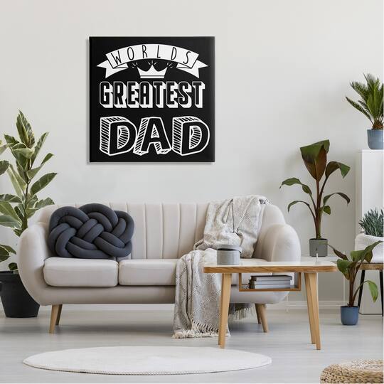 Stupell Industries Worlds Greatest Dad Cool Varied Typography Crown Design Canvas Wall Art